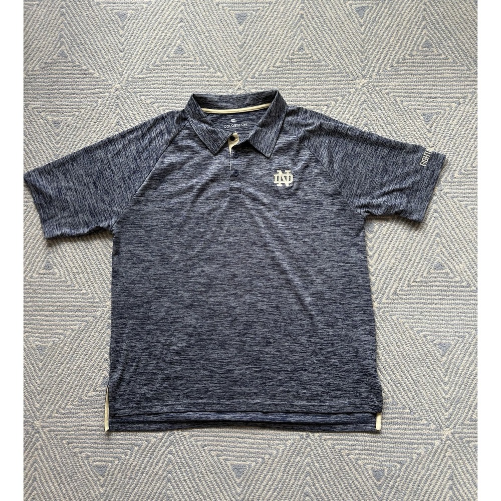 Colosseum Notre Dame Fightin' Irish Poly/Spandex Polo‎ Shirt - Gray - XL